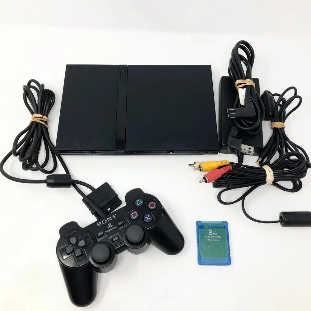 Sony SCPH-77001 PlayStation 2 Slim Console Bundle Tested Working Black